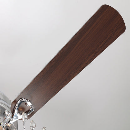 Ventilateur de plafond moderne à 5 pales réversibles de 48 pouces, avec fixation au plafond, en cristal et télécommande.