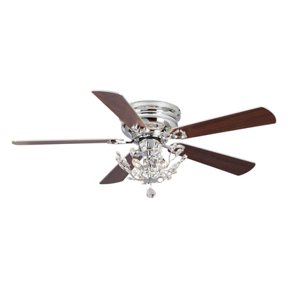 Ventilateur de plafond moderne à 5 pales réversibles de 48 pouces, avec fixation au plafond, en cristal et télécommande.