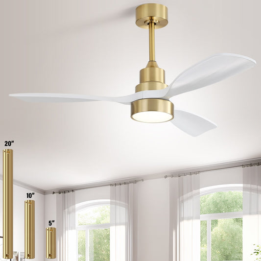 Ventilateur de plafond à LED intégré de 48 et 52 pouces avec éclairage et télécommande, moteur à courant continu réversible.