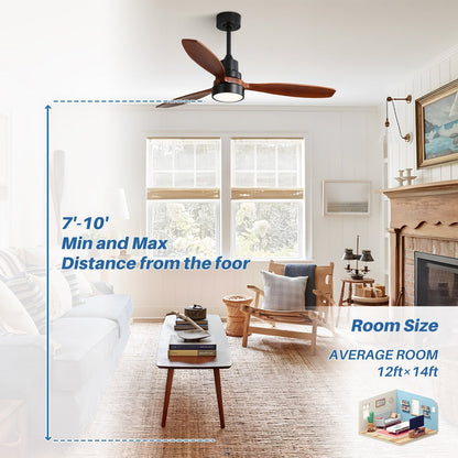 Ventilateur de plafond à LED intégré de 48 et 52 pouces avec éclairage et télécommande, moteur à courant continu réversible.