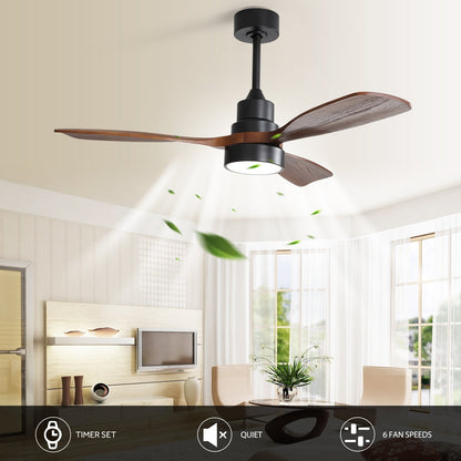 Ventilateur de plafond à LED intégré de 48 et 52 pouces avec éclairage et télécommande, moteur à courant continu réversible.