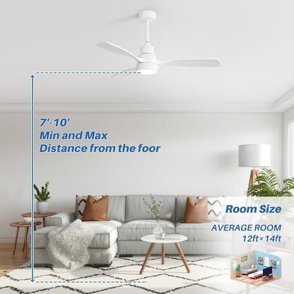 Ventilateur de plafond à LED intégré de 48 et 52 pouces avec éclairage et télécommande, moteur à courant continu réversible.