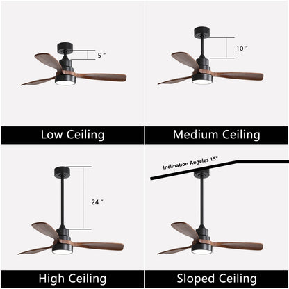 Ventilateur de plafond à LED intégré de 48 et 52 pouces avec éclairage et télécommande, moteur à courant continu réversible.