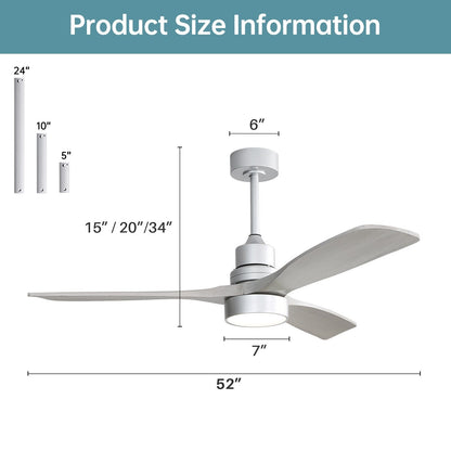 Ventilateur de plafond à LED intégré de 48 et 52 pouces avec éclairage et télécommande, moteur à courant continu réversible.