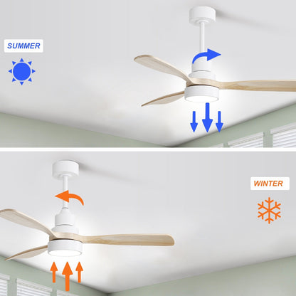Ventilateur de plafond à LED intégré de 48 et 52 pouces avec éclairage et télécommande, moteur à courant continu réversible.