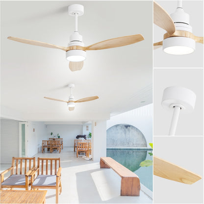 Ventilateur de plafond à LED intégré de 48 et 52 pouces avec éclairage et télécommande, moteur à courant continu réversible.