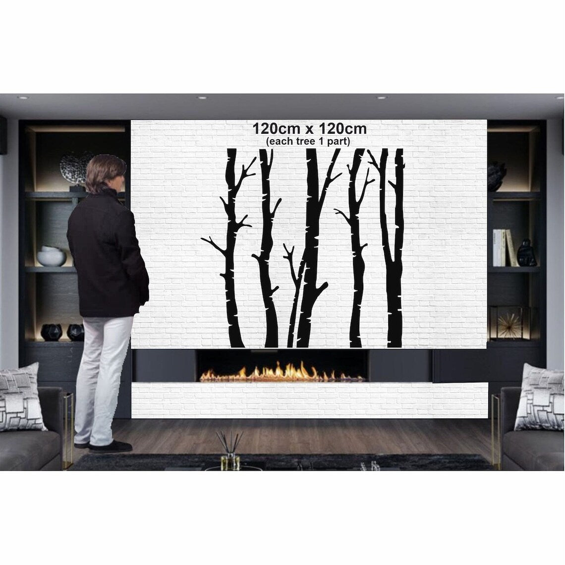 5 décorations murales en métal représentant des arbres secs pour l'intérieur et l'extérieur de la maison