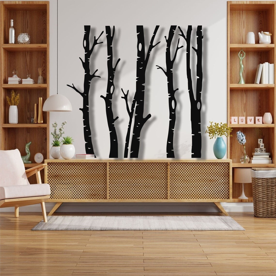 5 décorations murales en métal représentant des arbres secs pour l'intérieur et l'extérieur de la maison