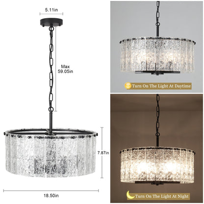 Luminaire suspendu moderne à 5 lumières en forme de tambour rond, luminaire semi-encastré classique, luminaire suspendu pour îlot de cuisine et salle à manger