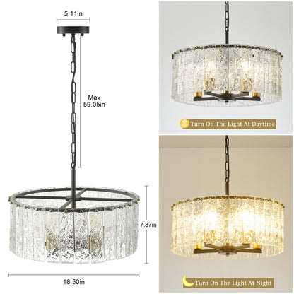 Luminaire suspendu moderne à 5 lumières en forme de tambour rond, luminaire semi-encastré classique, luminaire suspendu pour îlot de cuisine et salle à manger