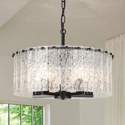 Luminaire suspendu moderne à 5 lumières en forme de tambour rond, luminaire semi-encastré classique, luminaire suspendu pour îlot de cuisine et salle à manger