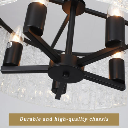 Luminaire suspendu moderne à 5 lumières en forme de tambour rond, luminaire semi-encastré classique, luminaire suspendu pour îlot de cuisine et salle à manger