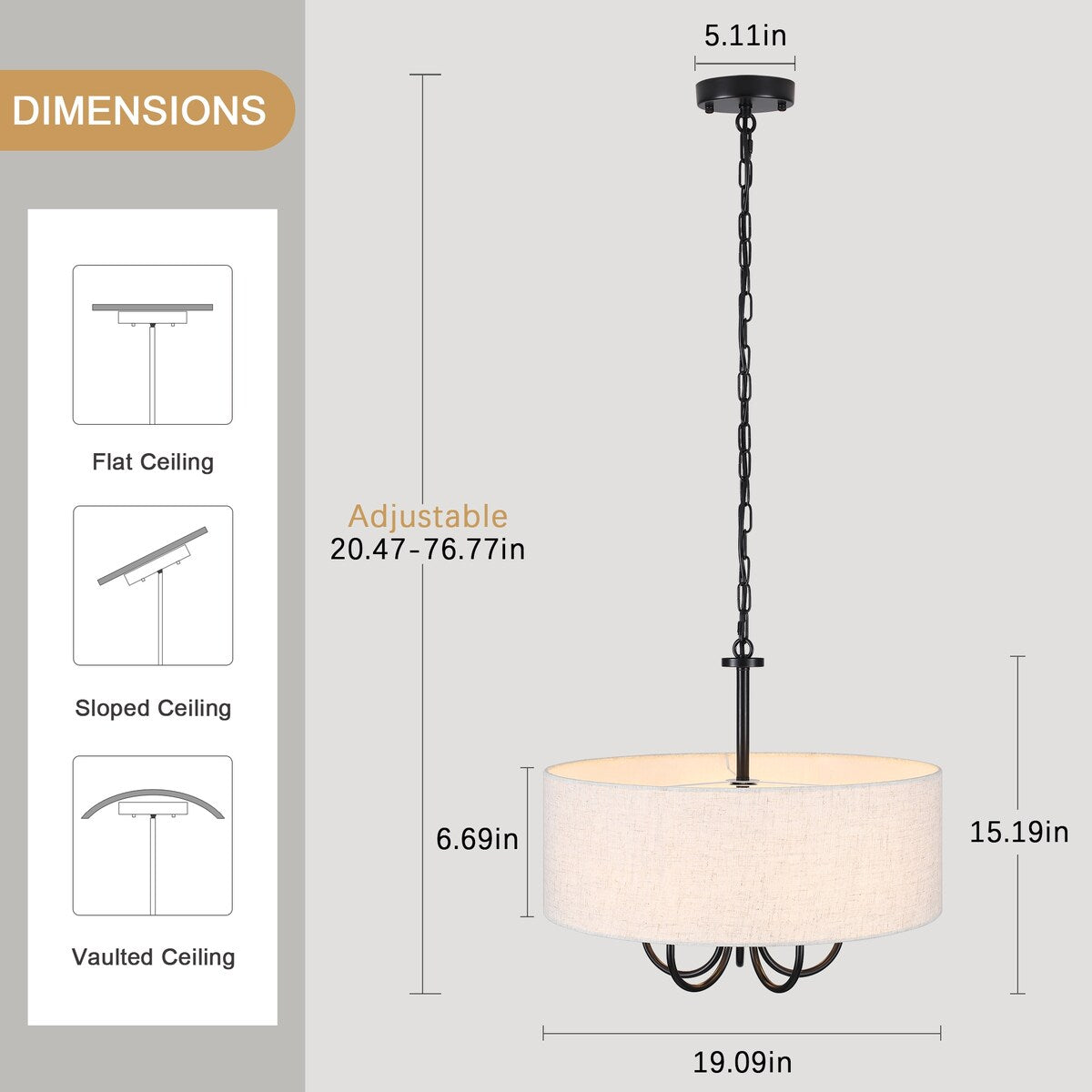 Suspension moderne à 5 lumières, à fixer au plafond, pour salle à manger, chambre à coucher, salon - N/A