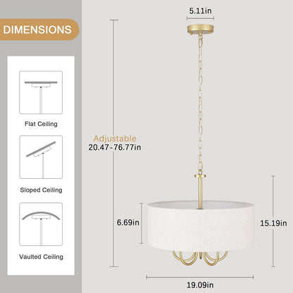 Suspension moderne à 5 lumières, à fixer au plafond, pour salle à manger, chambre à coucher, salon - N/A
