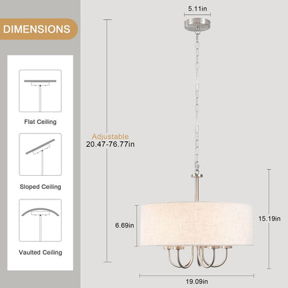 Suspension moderne à 5 lumières, à fixer au plafond, pour salle à manger, chambre à coucher, salon - N/A