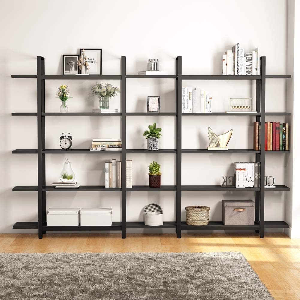 Étagère à livres 5 niveaux, bibliothèque de style industriel vintage