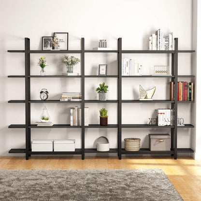 Étagère à livres 5 niveaux, bibliothèque de style industriel vintage
