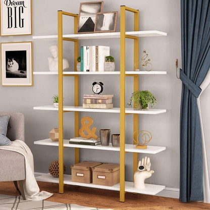 Étagère à livres 5 niveaux, bibliothèque de style industriel vintage