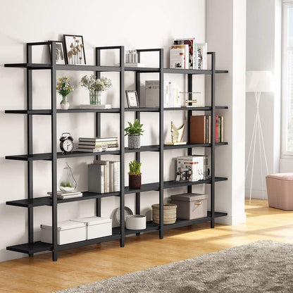 Étagère à livres 5 niveaux, bibliothèque de style industriel vintage