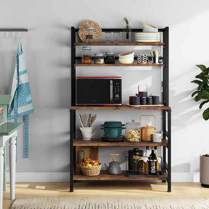 Étagère de rangement utilitaire à 5 niveaux pour cuisine, support pour four à micro-ondes, chariot à micro-ondes industriel avec meuble de rangement.