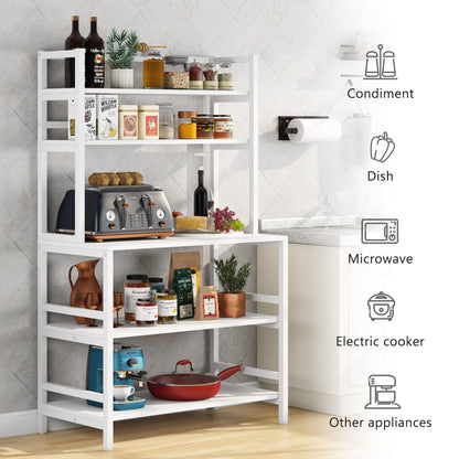 Étagère de rangement utilitaire à 5 niveaux pour cuisine, support pour four à micro-ondes, chariot à micro-ondes industriel avec meuble de rangement.