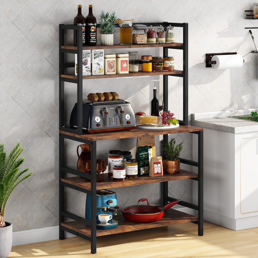 Étagère de rangement utilitaire à 5 niveaux pour cuisine, support pour four à micro-ondes, chariot à micro-ondes industriel avec meuble de rangement.
