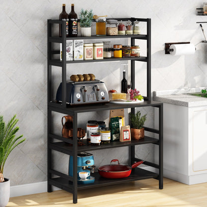 Étagère de rangement utilitaire à 5 niveaux pour cuisine, support pour four à micro-ondes, chariot à micro-ondes industriel avec meuble de rangement.