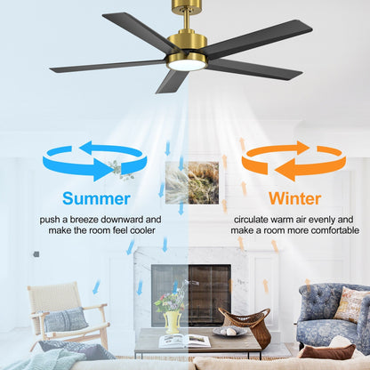 Ventilateur de plafond Breezary à 5 pales LED 65/52/42 avec kit d'éclairage et télécommande