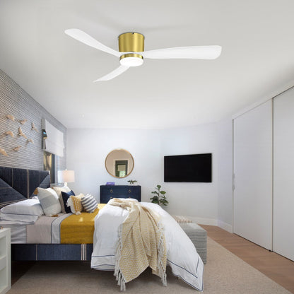Ventilateur de plafond LED à montage encastré de 52 pouces noir/blanc avec télécommande (3 pales)