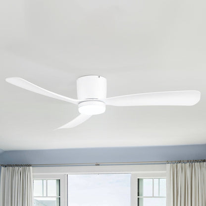 Ventilateur de plafond LED à montage encastré de 52 pouces noir/blanc avec télécommande (3 pales)