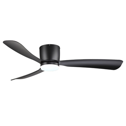 Ventilateur de plafond LED à montage encastré de 52 pouces noir/blanc avec télécommande (3 pales)