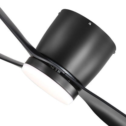 Ventilateur de plafond LED à montage encastré de 52 pouces noir/blanc avec télécommande (3 pales)