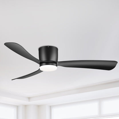 Ventilateur de plafond LED à montage encastré de 52 pouces noir/blanc avec télécommande (3 pales)