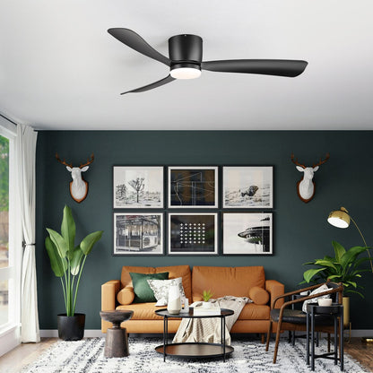 Ventilateur de plafond LED à montage encastré de 52 pouces noir/blanc avec télécommande (3 pales)