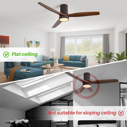 Ventilateur de plafond encastré de 52 pouces de style farmhouse avec éclairage et télécommande, moteur DC réversible.