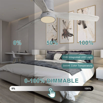 Ventilateur de plafond encastré de 52 pouces de style farmhouse avec éclairage et télécommande, moteur DC réversible.