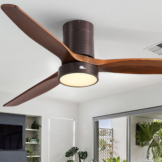 Ventilateur de plafond encastré de 52 pouces de style farmhouse avec éclairage et télécommande, moteur DC réversible.