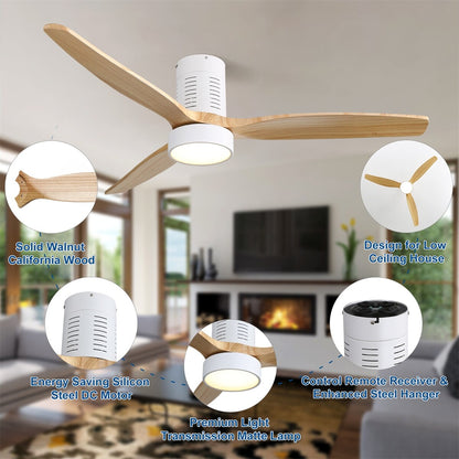 Ventilateur de plafond encastré de 52 pouces de style farmhouse avec éclairage et télécommande, moteur DC réversible.
