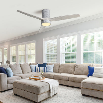 Ventilateur de plafond encastré de 52 pouces de style farmhouse avec éclairage et télécommande, moteur DC réversible.