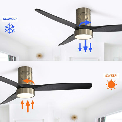Ventilateur de plafond encastré de 52 pouces de style farmhouse avec éclairage et télécommande, moteur DC réversible.