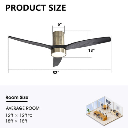 Ventilateur de plafond encastré de 52 pouces de style farmhouse avec éclairage et télécommande, moteur DC réversible.