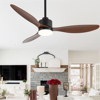Ventilateur de plafond LED 52 pouces avec éclairage et télécommande (3 pales)