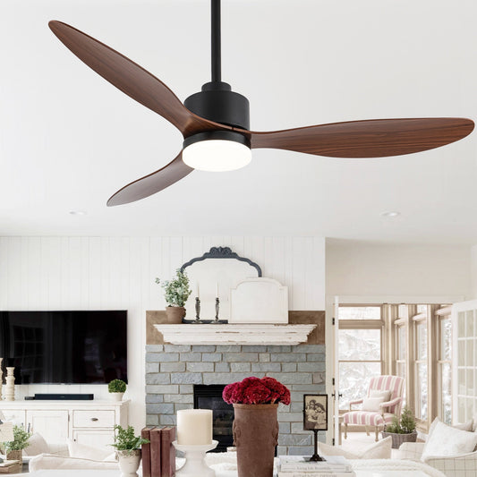 Ventilateur de plafond LED 52 pouces avec éclairage et télécommande (3 pales)