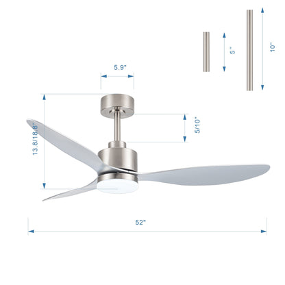Ventilateur de plafond LED 52 pouces avec éclairage et télécommande (3 pales)