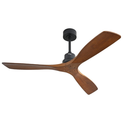 Ventilateur de plafond moderne de 52 pouces en bois massif/ABS avec télécommande (sans éclairage), 6 vitesses de vent, flux d'air réversible.