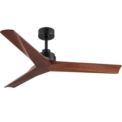 Ventilateur de plafond moderne de 52 pouces en bois massif/ABS avec télécommande (sans éclairage), 6 vitesses de vent, flux d'air réversible.