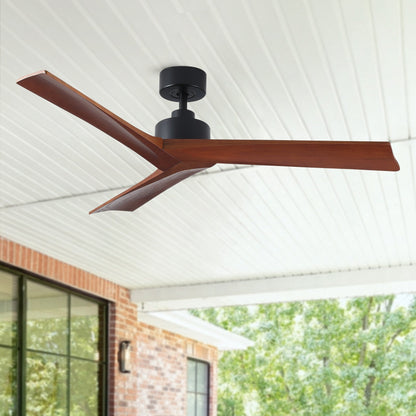 Ventilateur de plafond moderne de 52 pouces en bois massif/ABS avec télécommande (sans éclairage), 6 vitesses de vent, flux d'air réversible.