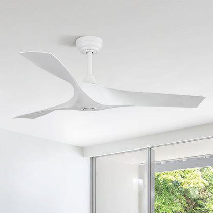 Ventilateur de plafond moderne de 52 pouces en bois massif/ABS avec télécommande (sans éclairage), 6 vitesses de vent, flux d'air réversible.