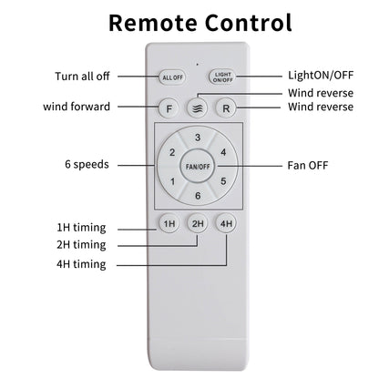 Ventilateur de plafond moderne de 52 pouces en bois massif/ABS avec télécommande (sans éclairage), 6 vitesses de vent, flux d'air réversible.