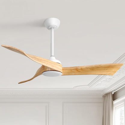 Ventilateur de plafond moderne de 52 pouces en bois massif/ABS avec télécommande (sans éclairage), 6 vitesses de vent, flux d'air réversible.